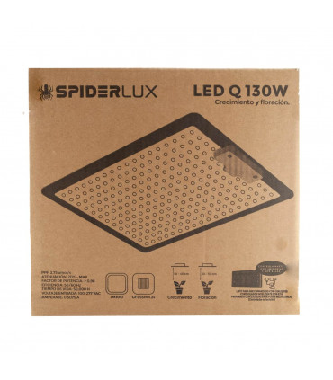 Caja y embalaje del Foco led 130w Spiderlux Modelo Q para cultivo indoor