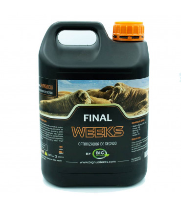 Final Weeks de Big Nutrients, potenciador de floración para el secado de marihuana. Garrafa de 5 litros