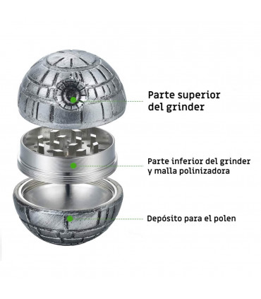 Grinder polinizador estrella de la muerte (Star Wars) de 3 partes