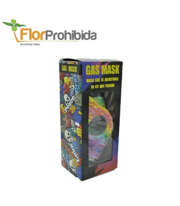 Máscara con pipa bong para marihuana caja.
