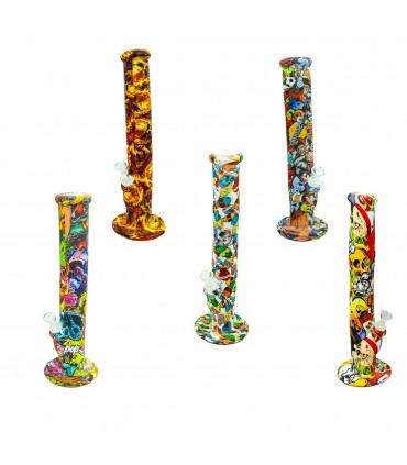 BONG SILICONA PARA AGUA 36CM modelos dibujos.