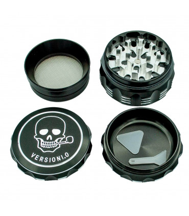 GRINDER CALAVERA FUMADORA 4 PARTES 61MM Con polinizador abierto.