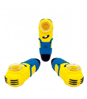 PIPA SILICONA MINION 10CM Pipa de silicona y cristal.