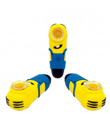 PIPA SILICONA MINION 10CM Pipa de silicona y cristal.
