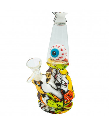BONG SILICONA CRISTAL OJO PARA AGUA 18,8CM Dibujos.