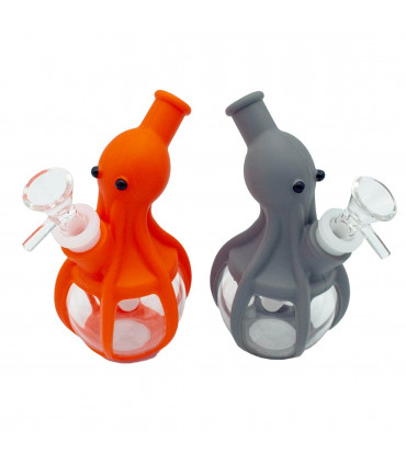 BONG SILICONA PULPO PARA AGUA 15CM Colores.