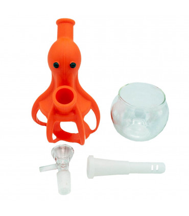 BONG SILICONA PULPO PARA AGUA 15CM Desmontado.