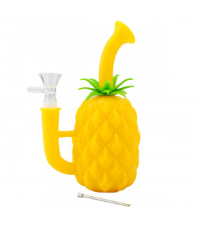 BONG SILICONA PIÑA PARA AGUA 17,80CM Modelo amarillo.