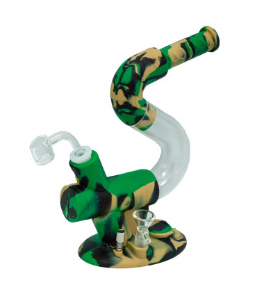 Bong serpiente para yerba y concentrados y con colector de néctar. Colores verdes