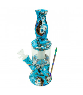 BONG SILICONA COLECTOR DE NECTAR Pipa para BHO y bong modelo azul.