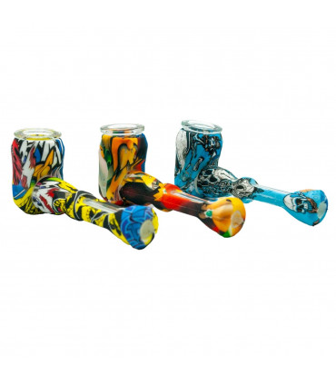 Pipa Popeye de silicona y cazoleta de cristal. Diferentes modelos a elegir.