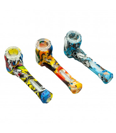 Pipa Popeye de silicona y cazoleta de cristal. Diferentes modelos a elegir. Vista aérea