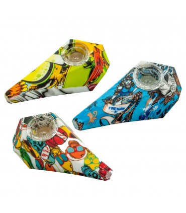 PIPA SILICONA DIBUJO CON CAZUELETA DE CRISTAL 11,5CM Diferentes modelos.