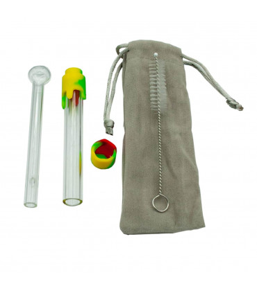 PIPA SILICONA VIDRIO ESTUCHE + CEPILLO 11CM