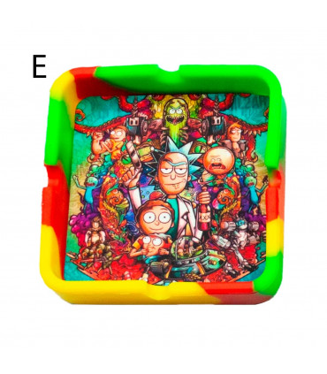 CENICERO SILICONA + TAPETE RICK Y MORTY Modelos individual.