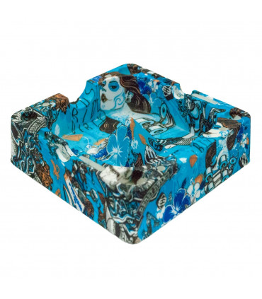 CENICERO SILICONA PREMIUM CUADRADO Color azul.