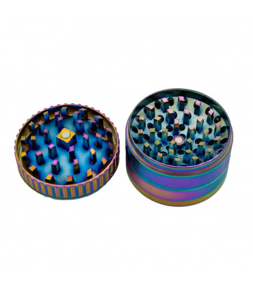 Grinder Magnifico Zoom abierto con polinizador y tapa con espejo. De 4 partes y 52MM diámetro