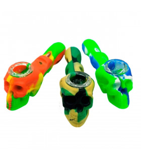 Pipa Silicona Calavera tamaño 12 centímetros