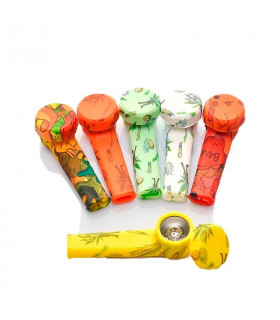 PIPA SILICONA DIBUJOS CON CAZUELETA METÁLICA Y TAPA 8,5CM