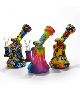 BONG SILICONA DIBUJOS INCLINADO PERA 15,5CM