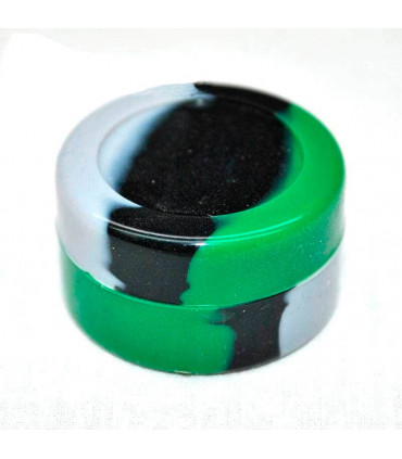 Bote de silicona antiadherente para extracciones de BHO. Negro y verde.