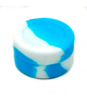 Bote de silicona antiadherente para extracciones de BHO. Azul y blanco.