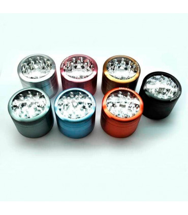 Grinder para marihuana con polinizador y tapa transparente. Colores.