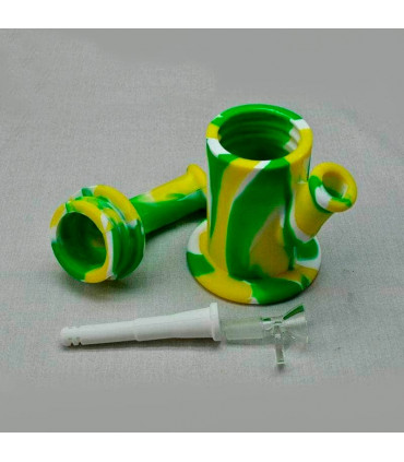 Bong de silicona desmontable. Desmontado.